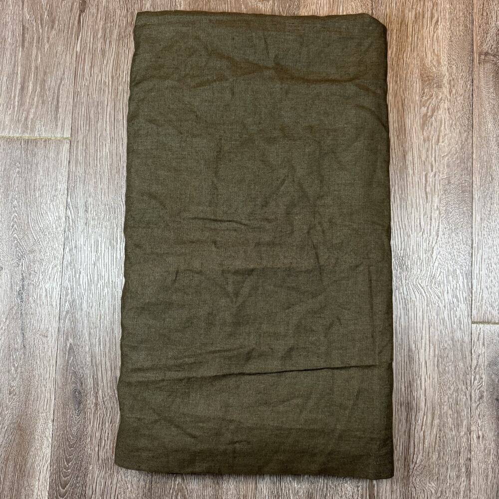 Single Ethan Allen Brown Linen Rod Curtain Lined 50x98, Excellent